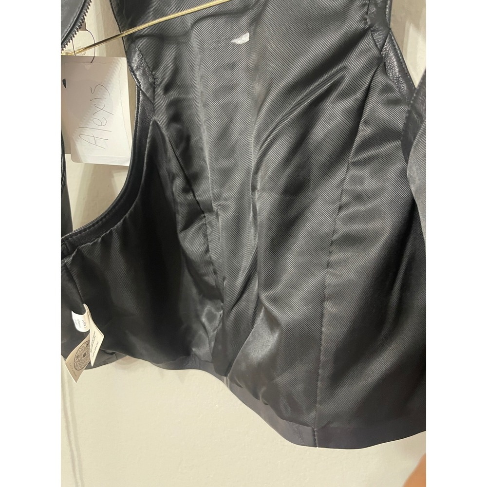 LITA by Ciara Black 100% Lamb Leather Crop Top High Neck XS NWT - Picture 3 of 12